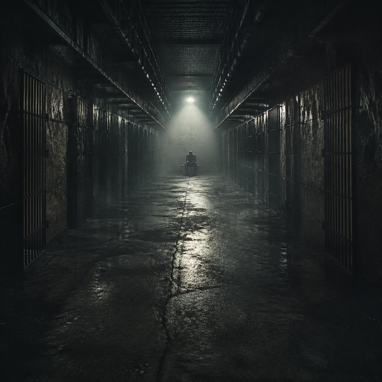 Dark prison corridor